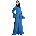 Casual frilled abaya- French Blue Casual frilled abaya- French Blue
